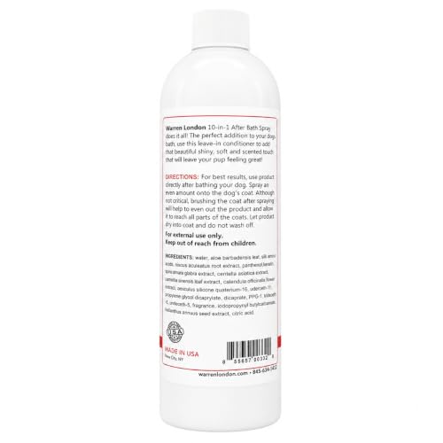 10-in-1 After Bath Dog Spray | Leave-in Conditioner & Detangler for Dogs | Aloe Vera, Silk Amino Acids & Green Tea | Fresh Scent | 16oz Grooming Spray | Made in USA