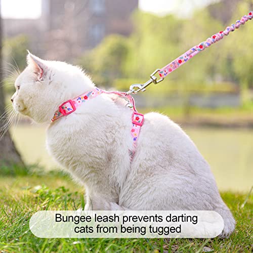 Cat Harness and Leash Set (Medium(Chest: 14"-22") / Pink Flower)