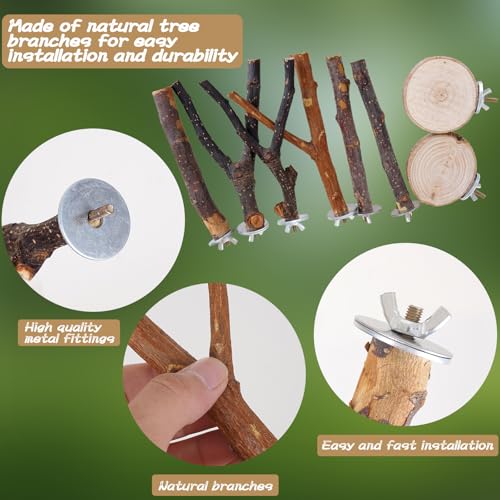 8 Pieces Bird Perch Natural Wooden Parrot Perch Stand Fork Toys Hanging Multi (A-color / Mix)