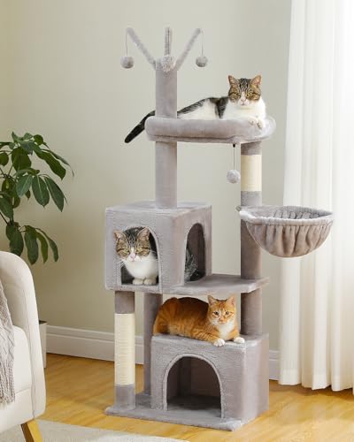 53 Inch Tall Cat Tree with 2 Condos for Indoor Cats (Gray / 53 inches)