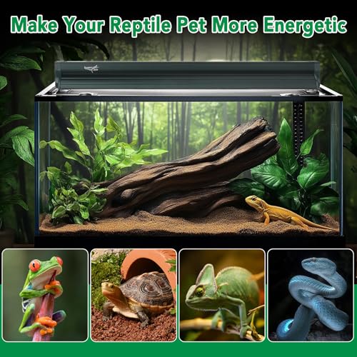 T5 Reptile Light Fixture Green Combo Kit 39W Light Fixture Reptile Terrarium Hood 10.0 UVB Light Bulb Fluorescent Tube Ideal for Tropical and Deserts Such as Bearded Dragon Lizards and Tortoises (39W-Green / 39W 34.5IN Green)