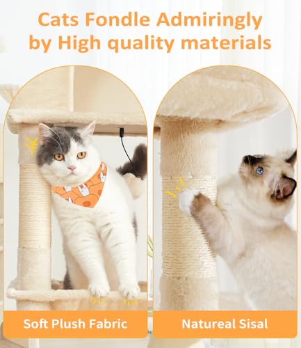 Cat Tree Large Cat Tower Tree 68" Multi (Beige)