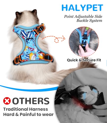 Cat Harness and Leash Set (H604 Pro Azure Blue / Small (7-12lb))