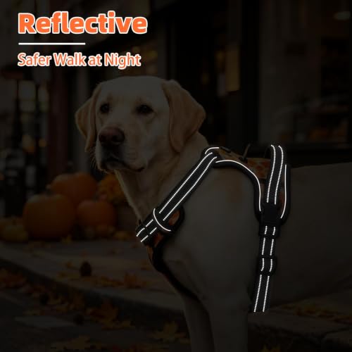 No Pull Fall Dog Harness Medium Sized (Yellow(Pumpkin) / Medium)