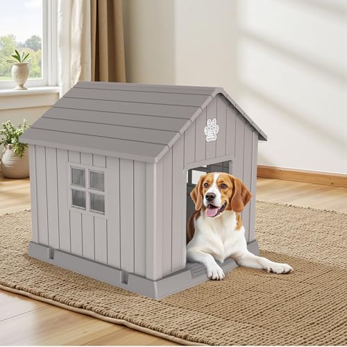 32in Large Outdoor Dog House (Grey / 31.18*33.7*32.52)