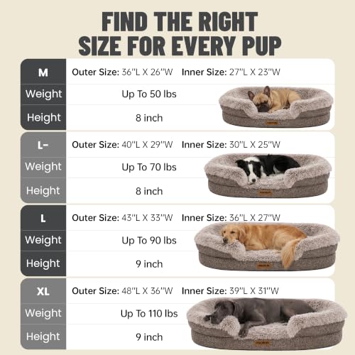 Fluffy Orthopedic Dog Beds Large Sized Dog (Sand / M(36", UP to 50lbs))