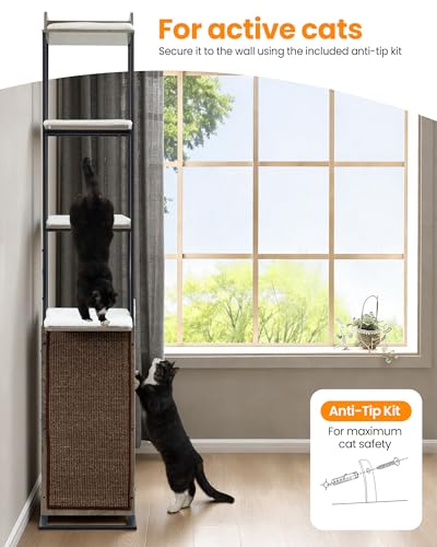 Wood Modern Cat Tree Tower (84 inch / Greige1)