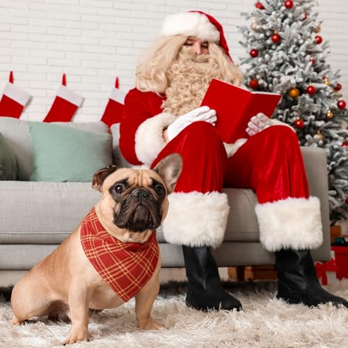 50 Pcs Christmas Red and Green Plaid Dog Bandanas Bulk for Large (Red Green Plaid / 31.5 x 21.7 x 21.7 Inch)