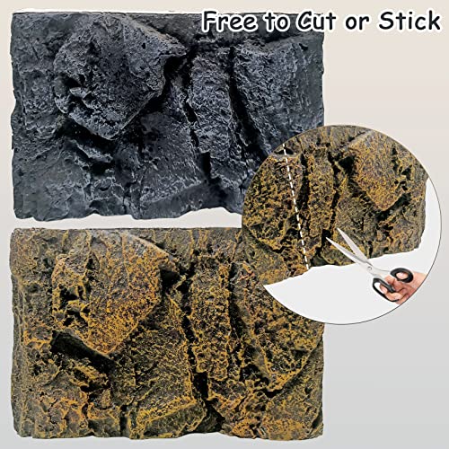 Rock Terrarium Background 3D Reptile Tank Background Board Amphibian Stereo Backdrop Wall Snake Habitat Decor for Lizard Bearded Dragon Gecko Spider Chameleon Turtle Fish (Yellow Stone)