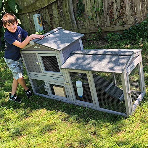 Rabbit Hutch Indoor Bunny Cage Outdoor Chicken Coop Rabbit House Bunny Hutch with Deeper Plastic Tray