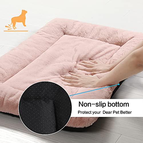 Dog Crate Pad Washable Dog Bed for Crate Large Cozy Mat 48 (48.0"L x 30.0"W x 1.0"Th / pink)