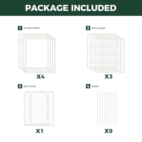 AuraSpace Pro Acrylic & Wire Mesh Indoor Dog Playpen (White / 32"H)
