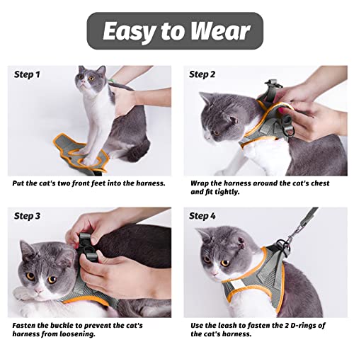 Gray Escape Proof Cat Harness & Leash Set (Gray / XL(Chest 14-16"))