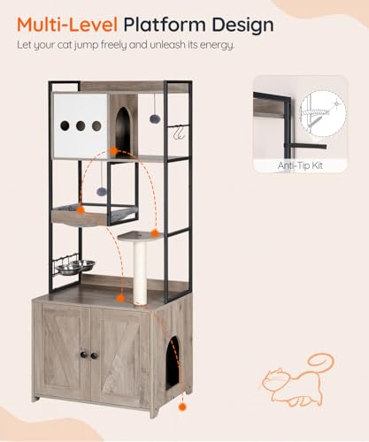 Cat Tree with Litter Box Enclosure