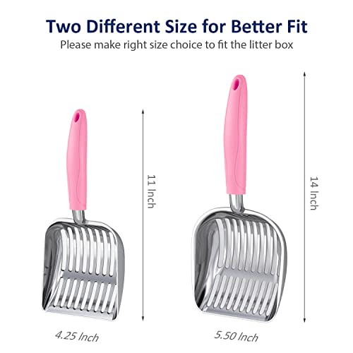 Cat Litter Scoop (Large / POLISHED Aluminum \ #10 Pink Handle)