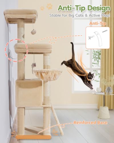 Sturdy Cat Tree (Beige / 58.7 Inches)