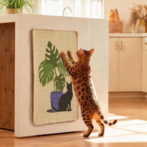 Sisal Cat Scratching Mat (Monstera-23.6 x 15.7 Inch)