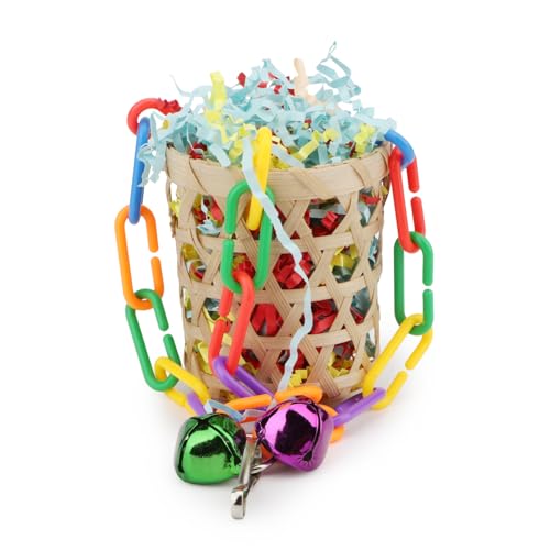 Bird Toys Colorful Shredding Crinkles Foraging Toys Natural Sola Ball for Parrots Cockatiels Conures Parakeets Budgies Senegal