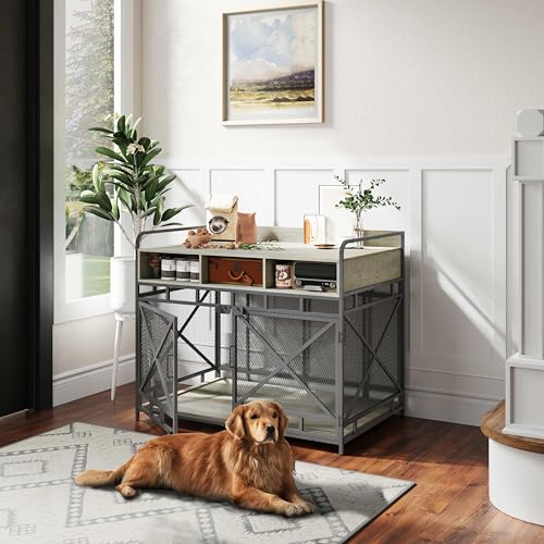 Dog Crate Furniture (48"L x 27.6"W x 36"H / Grey)