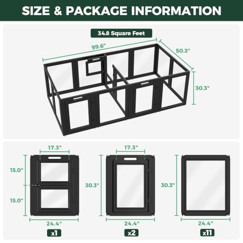AuraSpace Acrylic Dog Playpen with Whelping Door (Black / 30"H)