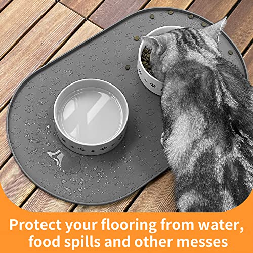 Dog Food Mat Spill (Grey / 19"L x 12"W)