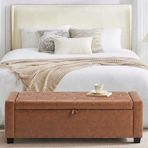 48" Ottoman with Storage (Brown / 19.7"D x 48"W x 16.9"H)