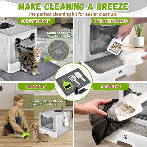 Covered Cat Litter Box (Pale Grey)