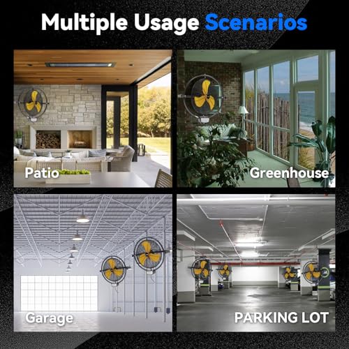2 PCS 20 IN 5500 CFM Remote Control Wall Mount Fan (Yellow / 20 inches (pack of 2))