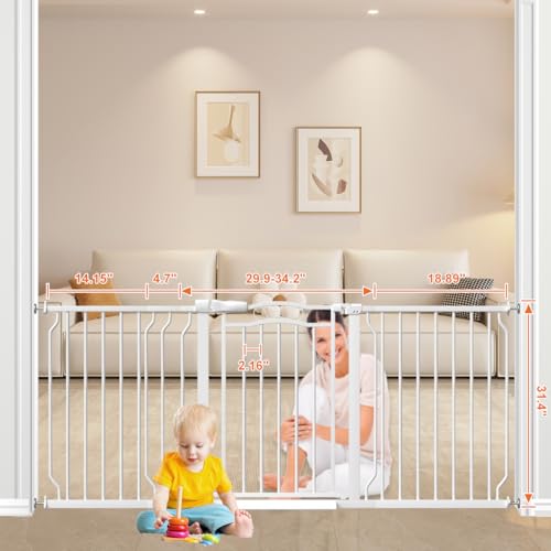 62.5 71.6 Inch Extra Wide Baby Gate (White / 62.5"-71.6")