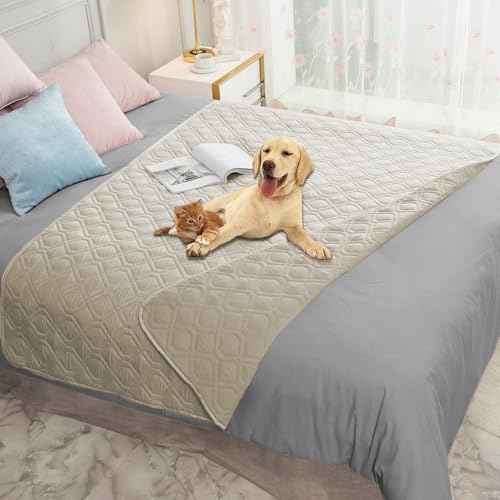 Waterproof Dog Bed Cover Pet Blanket for Furniture Bed Couch Sofa Reversible (40x90 Inch (Pack of 1) / Khaki+khaki)