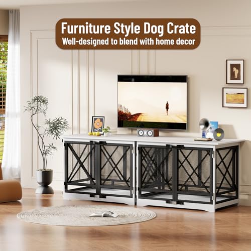 48IN Dog Crate Furniture (White / 36.0"L x 27.5"W x 47.2"H)