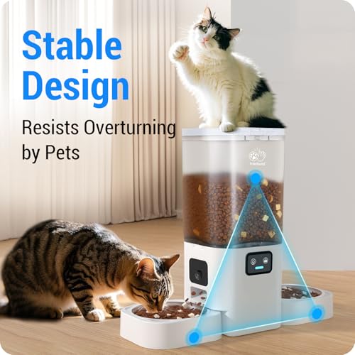 Automatic Cat Feeder with Two 1080P Camera for 2 Cats (White-4)