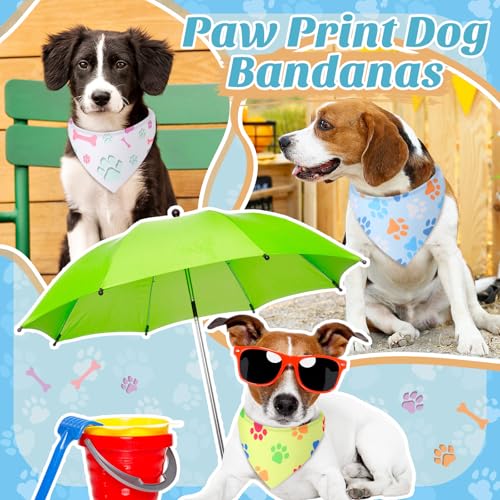 50 Pcs Paw Print Dog Bandanas Bulk for Party (Paw Pattern / 19.7 x 13.8 x 13.8 Inch)