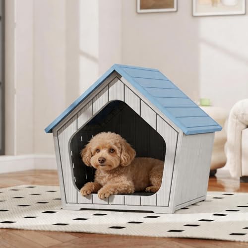 Indoor Outdoor Small Dog House (Classic Blue / 23.43" L × 22.44" W × 22.24" H)