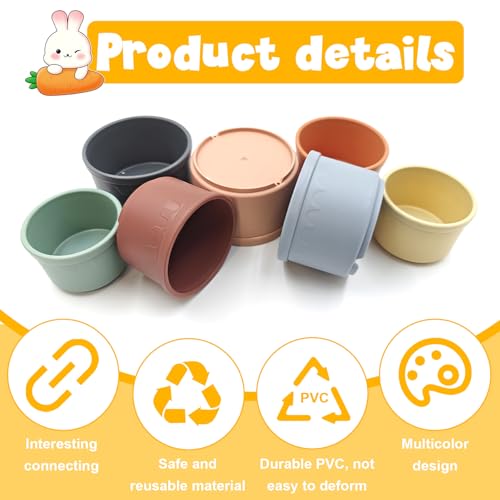 8 Pcs Stacking Cups for Bunny (colorful)