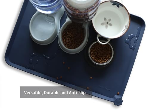X Large Silicone Pet Feeding Mats (28"L x 20"W / French Navy)