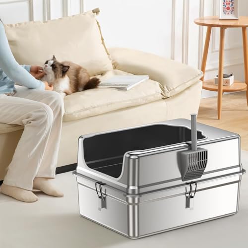 XXXL Stainless Steel Litter Box (Metallic Gray)