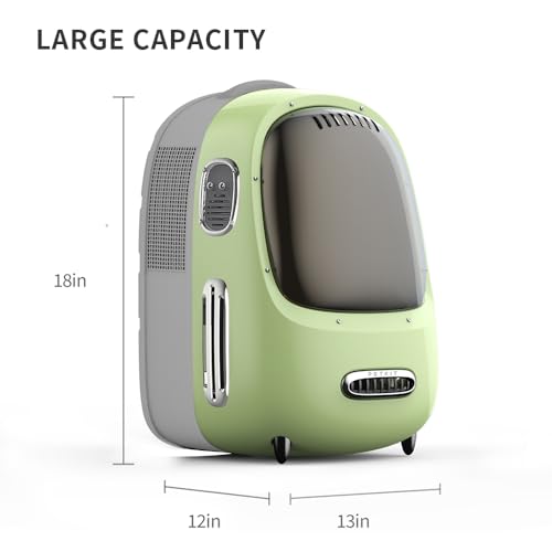 Cat Backpack Carrier for Kitty Small Dog with Inbuilt Fan & Light (Green)