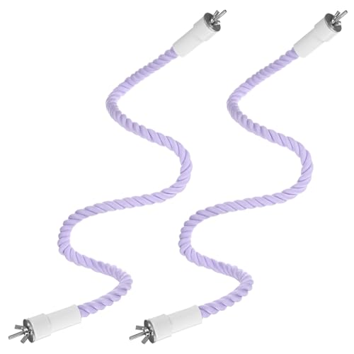 2 Pack Rope Perches for Bird Cages (Purple / 31.5 in)