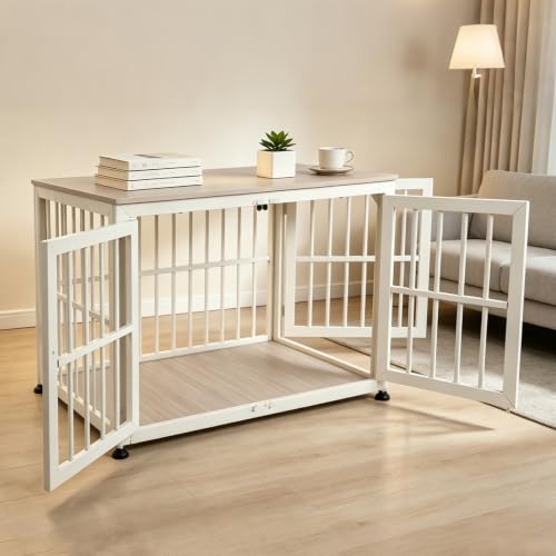 42 Inch Dog Crate Furniture for Large Medium Dogs (Beige / 42.1"L x 28.2"W x 29.7"H)