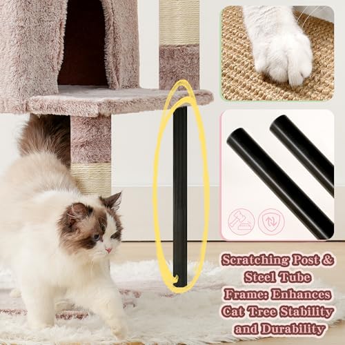 Cat Tree with Toy (Rosy Brown / 49.2 inch)