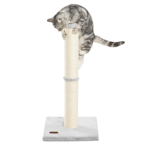 34inch Cat Scratching Post with Natural Sisal Rope 4.3Inch Large Diameter Scratcher Post Tree for Indoor Cats Grey (Grey)