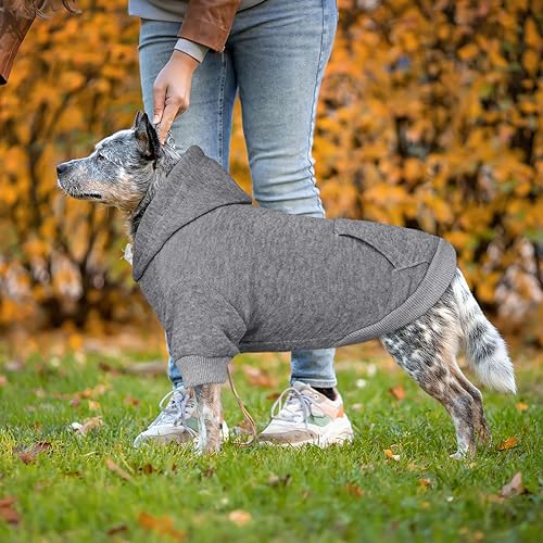 Dog Hoodie Dog Sweaters for Large Dogs Sweater Solid Soft Brushed Fleece Pet Clothes Pet Hoodie Sweatshirt with Pocket (XX-Large / Grey)
