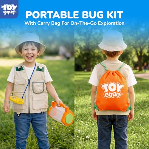 Kids Explorer Bug Catcher Kit with Safari Costume (25 PCS Dress-Up Explorer Set - Orange)