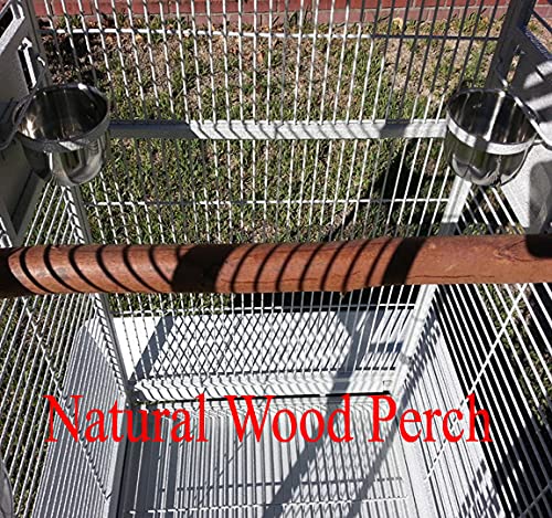 Large Sturdy Wrought Iron Bird Parrot Cage (24"L x 22"W x 63"H White Vein Double Ladders)