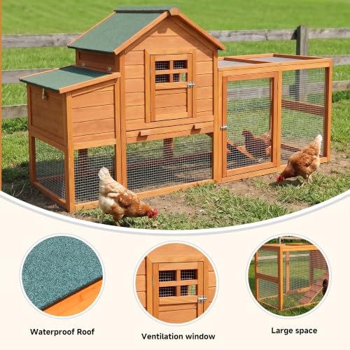 Wooden Chicken Coop 3 (76.0"L x 22.5"W x 38.6"H)