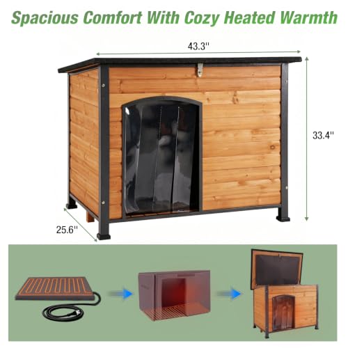 Heated Dog House Outdoor Insulated Dog Kennel for Small Medium Large Dogs