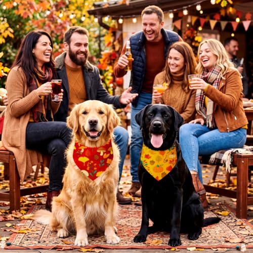 50 Pcs Fall Dog Bandanas Bulk for Autumn Soft Bibs Adjustable (Fall Plant / 25.6 x 17.7 x 17.7 Inch)
