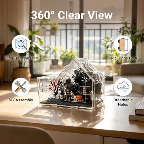 Acrylic Jumping Spider Enclosure Kit 16PCS with Decor (Black-Forest style)