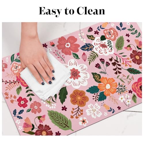 Dog Food Mats for Floors (Pink / 30"L x 17"W)